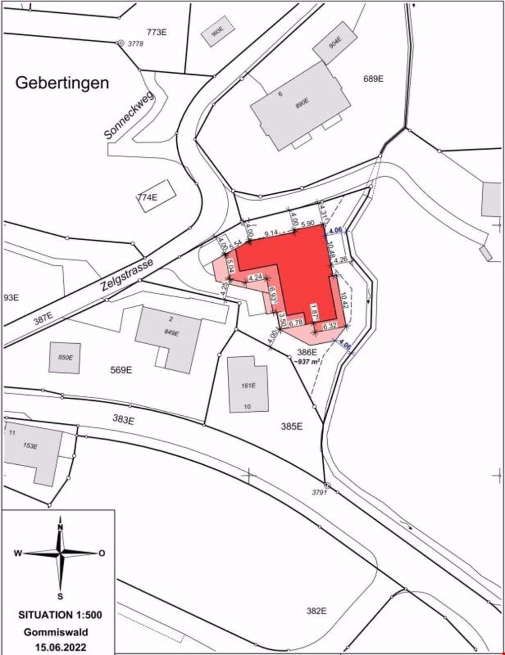 Katasterplan Parzelle Zelgstr. 4, Gebertingen