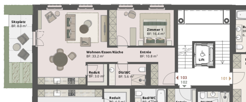 2.5 Zimmerwohnung 103 Grundriss