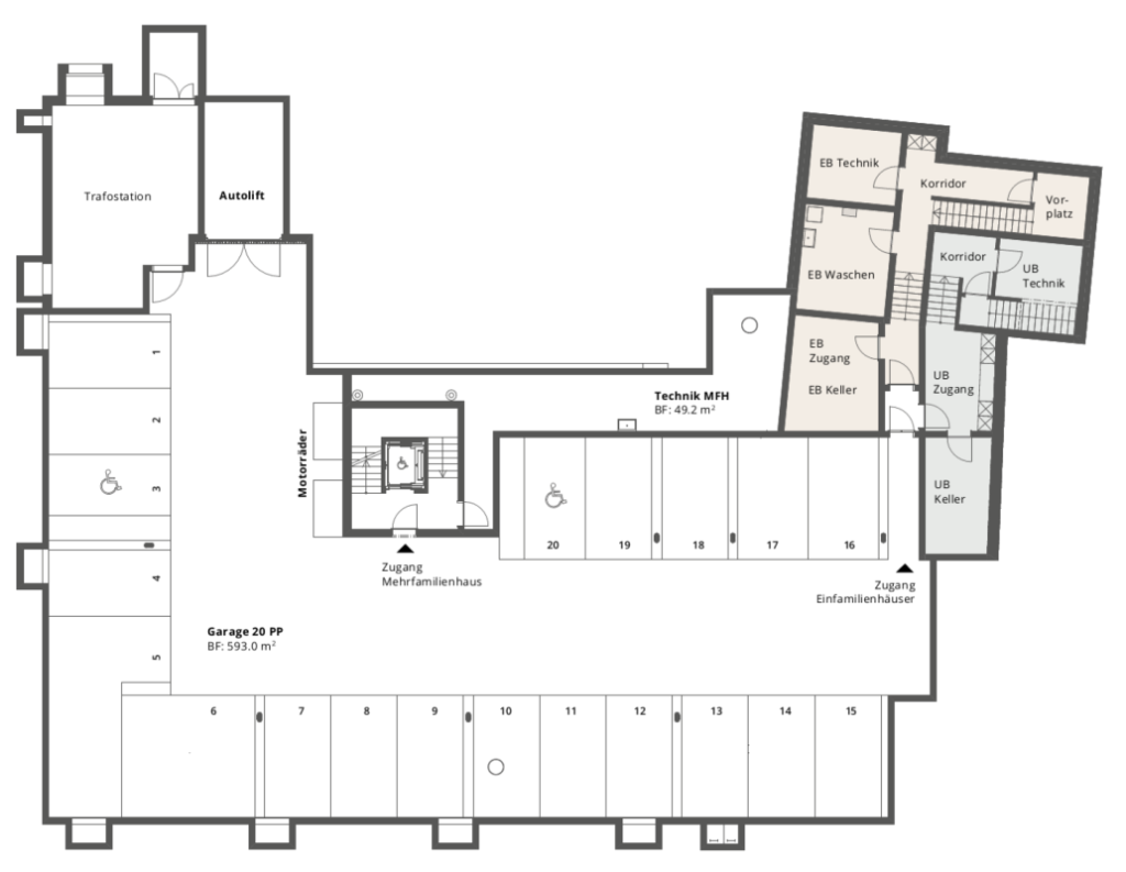 5-Zimmerhaus Garagen-/Kellerplan